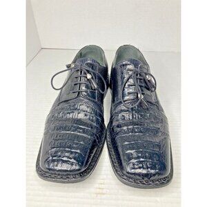 Slick Exotica Mens Sz 8.5  Black Hornback Crocodile Alligator Shoes